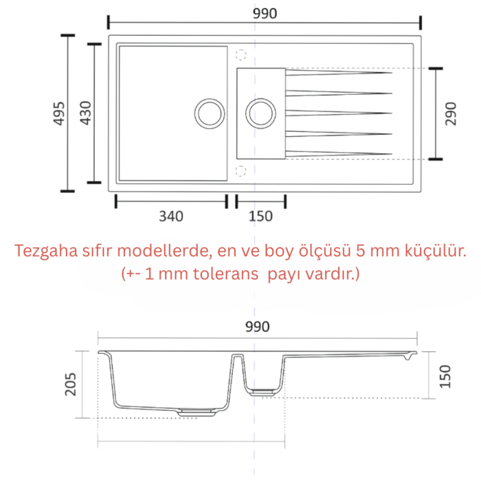 Polex Granit Eviye SP01 99X49,5 cm - Görsel 7