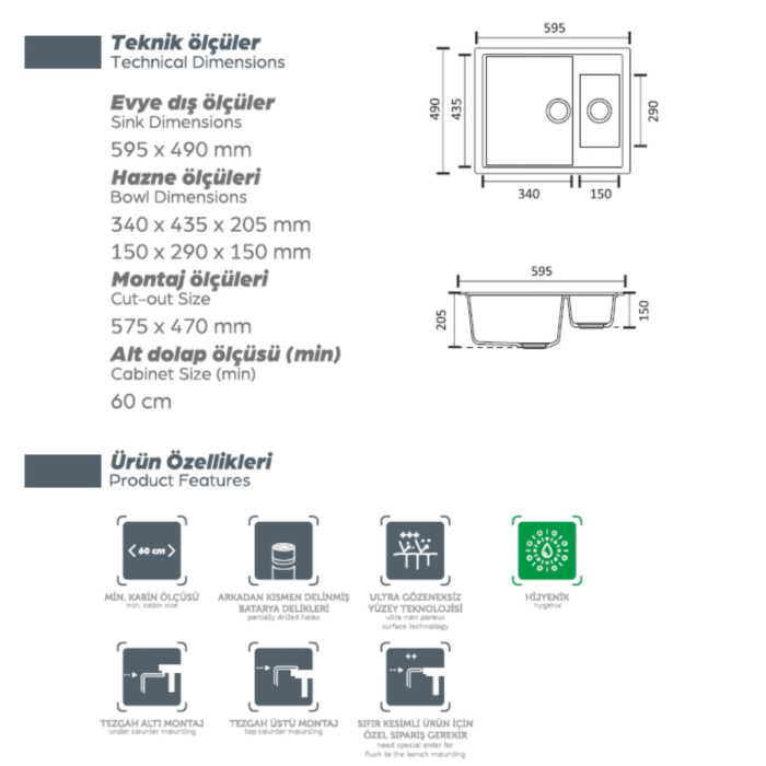 Polex Granit Evye 59,5X49 CM SP04 - Görsel 7